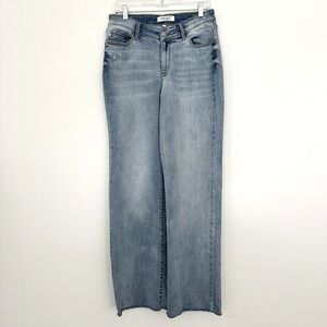 Judy Blue Jeans Womens 11 30 Straight Fit High Rise Wide Leg Raw Hem Denim